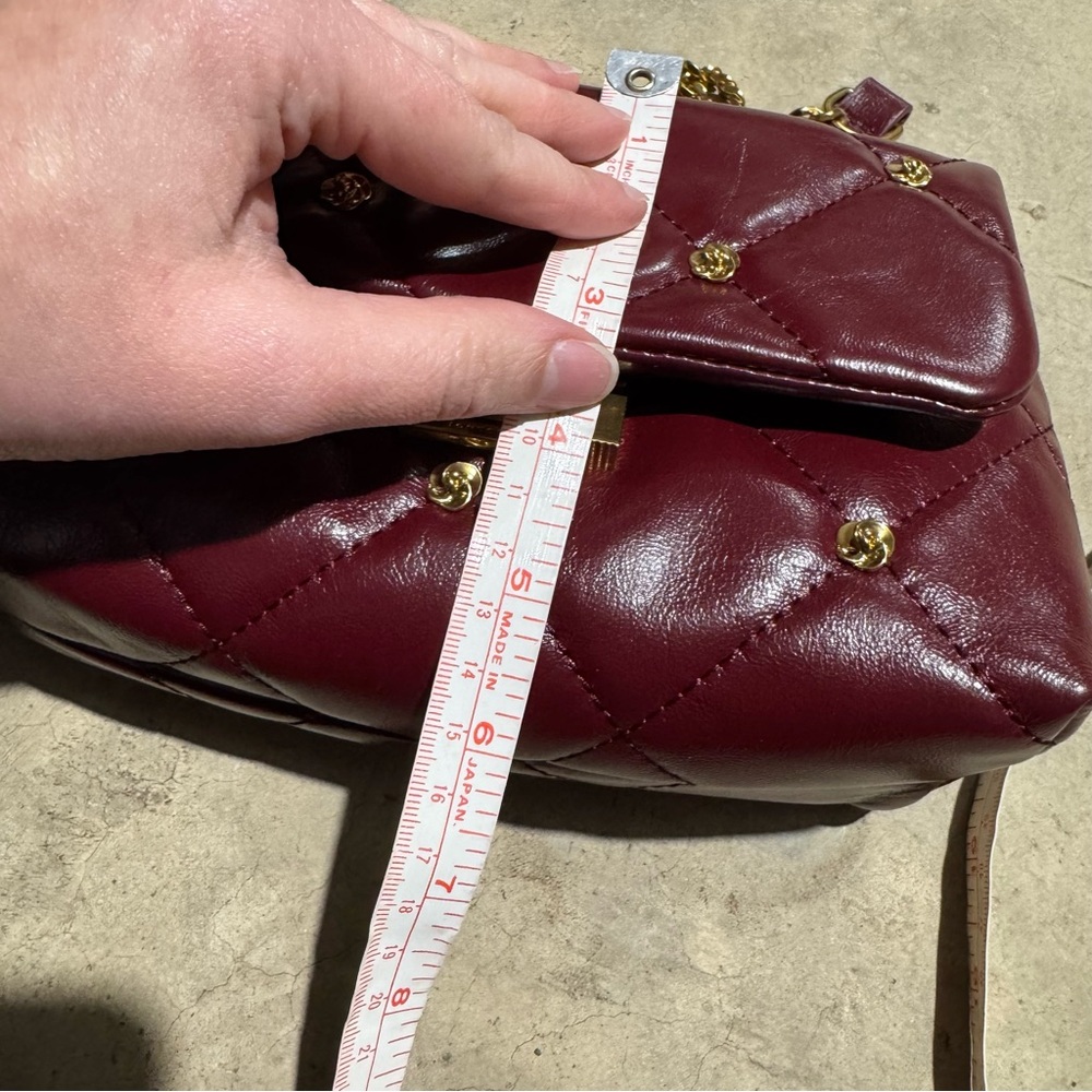 Ted Baker Ginn Quilted Leather Bag Mini‎ Crossbody Evening Red Gold Fall Firmal - Picture 9 of 9